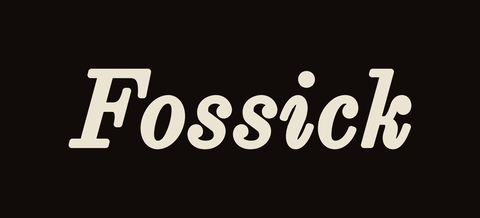 Fossick logotype, on dark