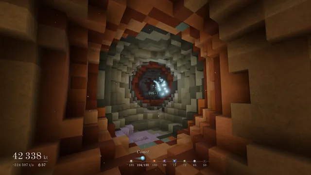 A tunnel dug out through the layers, where the rock gets older the further out it goes.